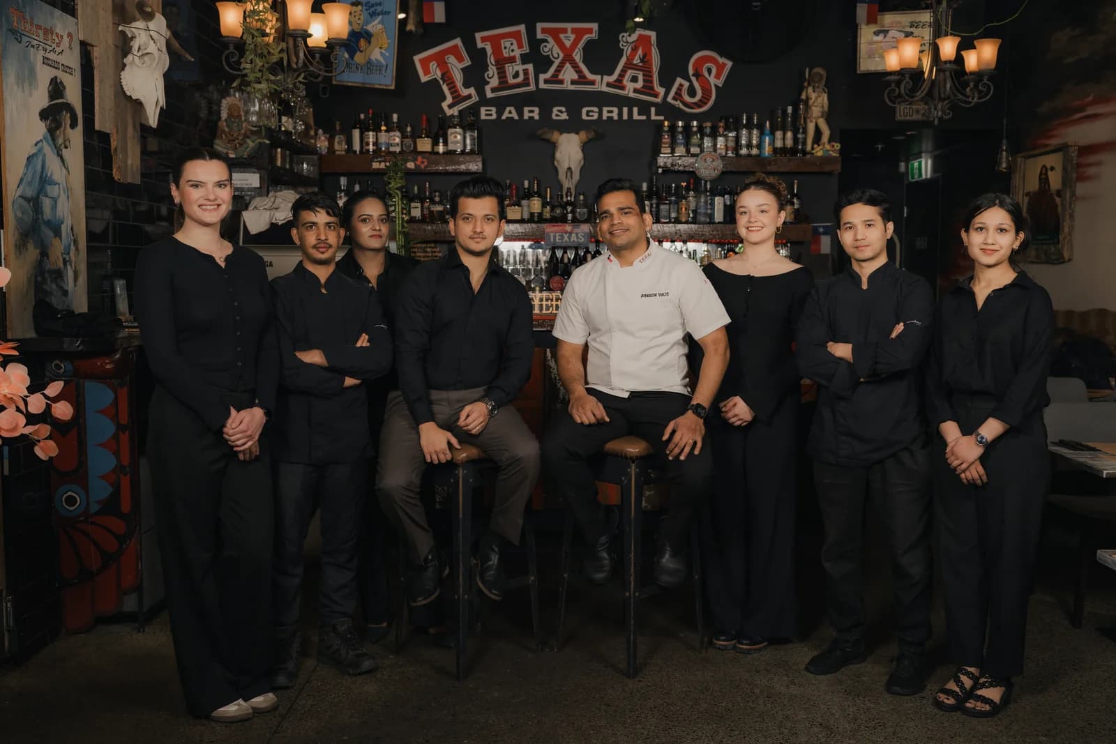 Bar and grill staff at Texas Bar & Grill