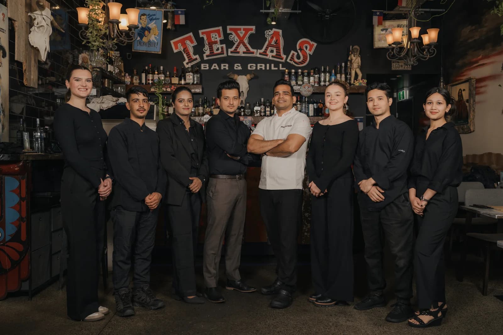 Texas Grill team in the restaurant dining area